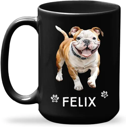 Miniatura 16 de Taza de viaje negra personalizada con nombre a elegir de 11 onzas, 15 onzas, taza de cerámica personalizada para perros Chihuahua, regalo