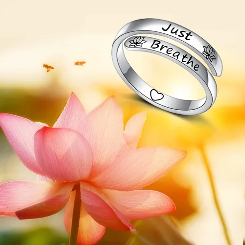 Miniatura 3 de Ladytree Anillos inspiradores ajustables de plata de ley 925, apilables, espiral, banda de declaración, regalo de aliento para mujeres y hombres