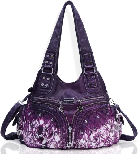 Miniatura 183 de Angel Barcelo - Bolsa de hombro amplia para mujer, diseño Hobo, cuero lavado