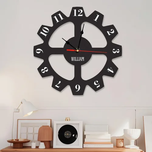 Relojes de pared personalizados para decoración de sala de estar, reloj de metal con apellido personalizado, estilo moderno vintage, sin tictac,