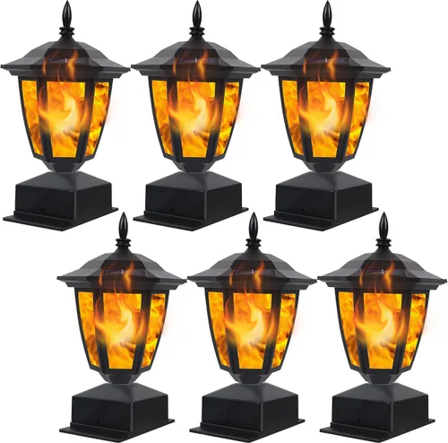 Miniatura 10 de Dynaming Paquete de 2 luces solares para postes de llama para exteriores, lámparas alimentadas por energía solar, luces LED de llama parpadeante