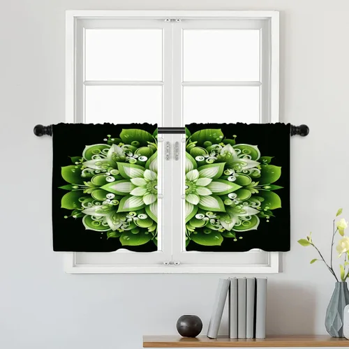 Miniatura 149 de Batmerry Silueta de hombre y niño, marco en forma de corazón con figuras, tratamiento de ventana, cortina corta de cocina multicapa de poliéster
