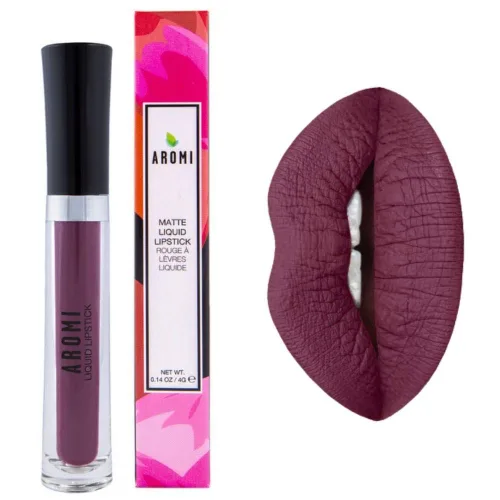Miniatura 6 de Aromi Lápiz labial líquido negro cereza mate - Color de labios ciruela granate para mujer (cereza negra)