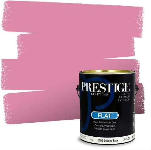 Miniatura 269 de Prestige Paints E100-T-SW6591 Pintura exterior e imprimación en uno, 1 galón, plano, combinación comparable de Sherwin Williams Amaryllis, 1 galón