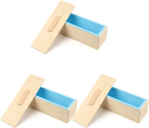 3 moldes para pan de jabón, moldes de jabón de 42 onzas para hacer jabón con cajas de madera, juego de 3, caja de barra de jabón se puede utilizar