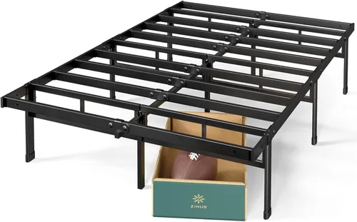 Miniatura 16 de Zinus Elias - Marco de cama de plataforma metálica de 14 pulgadas, soporte de acero, no necesita somier, fácil montaje, tamaño Queen Negro