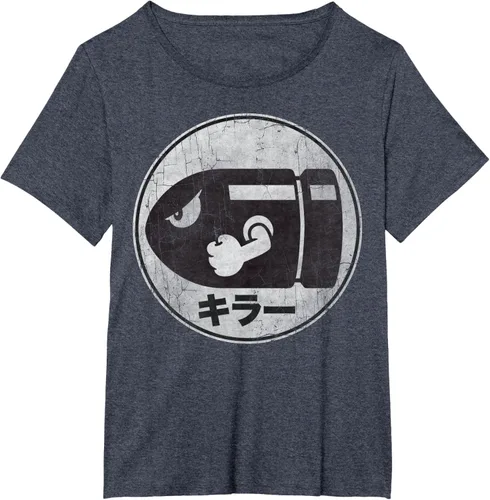 Miniatura 59 de Super Mario Camiseta con logotipo de Bullet Bill Distressed en Kanji