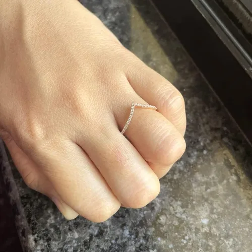 Miniatura 5 de Anillo de boda de diamante para mujer, anillo de boda de diamante en forma de V con acabado de oro de 14 quilates, anillo de diamante apilable