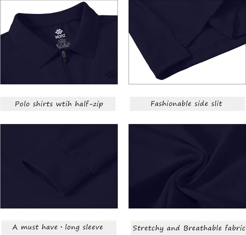 Miniatura 32 de JINSHI Polo de golf para mujer, de manga larga, con cremallera, deportiva, de secado rápido, atlética, casual, ajustada