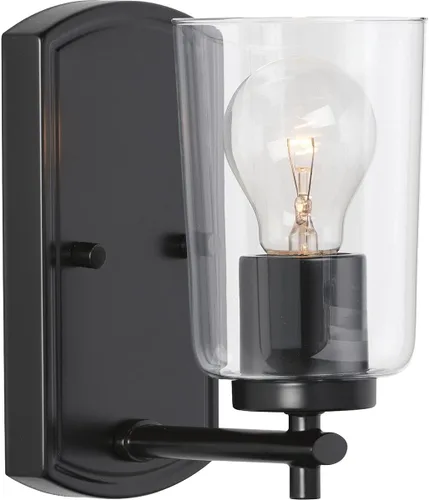 Miniatura 26 de Progress Lighting Adley Collection - Lámpara de tocador de baño tradicional con 3 luces, de cristal transparente, color negro mate, 7-5/8 x 23 Mate