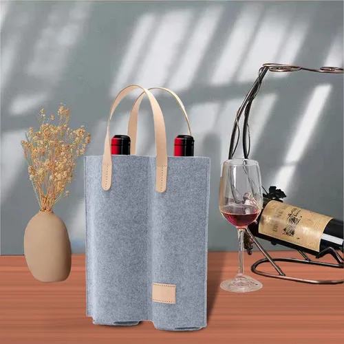 Miniatura 3 de Bolsas de vino Daphilly, 2 piezas 2 botellas de fieltro de alta calidad para regalo de vino para cumpleaños, Navidad, baby shower, boda, graduación