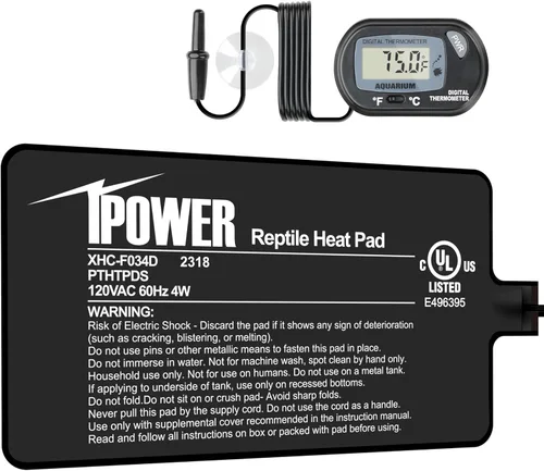 Miniatura 20 de iPower Almohadilla de calor para reptiles de 8W bajo el tanque, calentador de terrario para tortugas, lagartos, ranas y otros animales pequeños