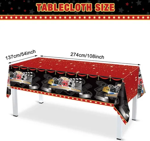 Miniatura 3 de Tiamon 171 piezas de suministros para fiesta nocturna de cine, incluye mantel de cine que se muestra ahora en pancarta, platos temáticos