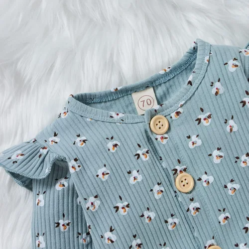 Miniatura 4 de Ropa para bebé recién nacida, mameluco con volantes, manga larga, floral, traje de otoño con diadema