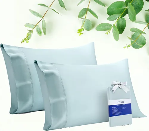 Miniatura 22 de Paquete de 2 fundas de almohada refrescantes de eucalipto Tencel tamaño King, color blanco nieve, absorben la humedad para sudores nocturnos, secado