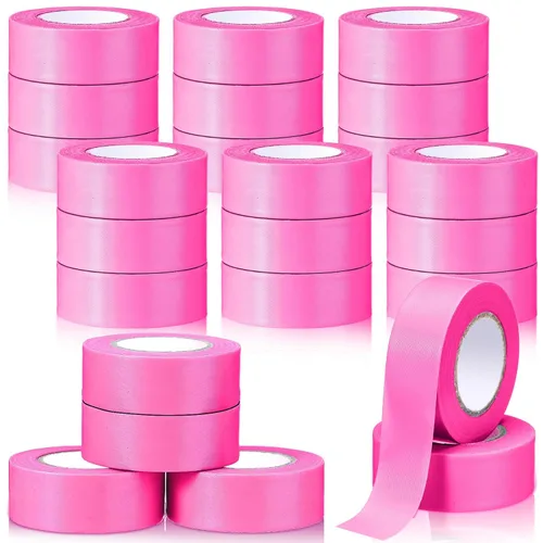 Miniatura 7 de Newwiee Paquete de 24 cintas fluorescentes de señalización, 1 pulgada x 2400 pies, cinta de plástico no adhesiva de neón para caza, rastros, Naranja