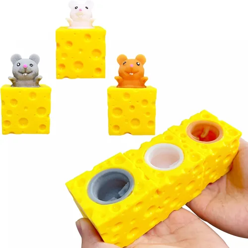 Miniatura 8 de Pelotas antiestrés de queso suave – Juguetes Pop Fidget (Paquete de 1) Pelotas de estrés de animales, juguete sensorial fidget de ratón