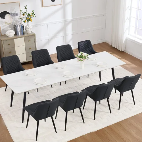 Miniatura 19 de Silla de Comedor, Sillas de Comedor Modernas con Cojines Gruesos, Sillas de Comedor de Cocina y Salón Tapizadas en Cuero Sintético con Patas Negro
