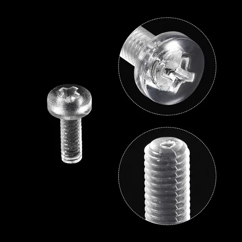 Miniatura 4 de uxcell M2x6mm plástico Phillips pernos 50pcs PC Pan cabeza máquina tornillos transparentes