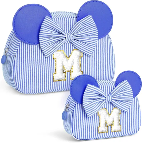 Miniatura 9 de Regalos de Navidad para niñas, bolsa de maquillaje con inicial, bolsas de cosméticos, bolsa de maquillaje de viaje, regalos de cumpleaños Azul