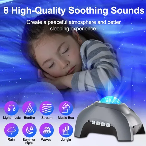 Miniatura 3 de CIMELR Proyector Aurora Northern Lights, Proyector de Estrellas con Altavoz Bluetooth de Música y Ruido Blanco, Proyector de Luz de Galaxia