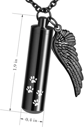 Miniatura 5 de XIUDA Collar de urna cilíndrica para cenizas, huella de pata, joyería de cremación para perros y gatos, colgante de recuerdo conmemorativo de acero