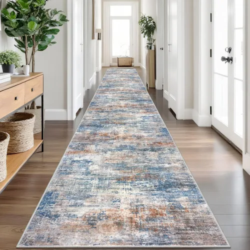 Miniatura 55 de IOHOUZE Alfombra pequeña abstracta de 2 x 3 pies, alfombra de entrada lavable para entrada interior, alfombras con respaldo de goma, alfombra gris