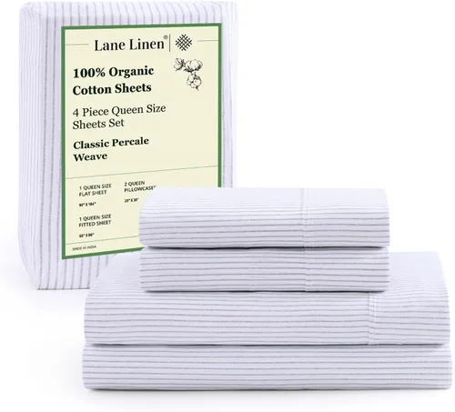 Miniatura 187 de LANE LINEN Sábanas 100% algodón orgánico para cama tamaño King, sábanas de percal suave, transpirables, de lujo, estilo hotelero, lavables a 09