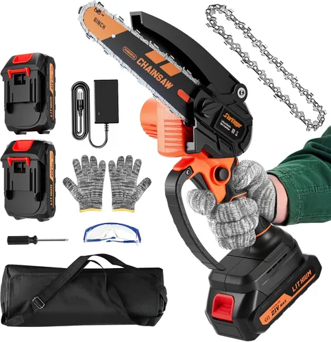 Miniatura 7 de Motosierra sin escobillas de 12" de 20V, motosierra eléctrica inalámbrica, motosierra portátil de mano, motosierras para poda de ramas y corte