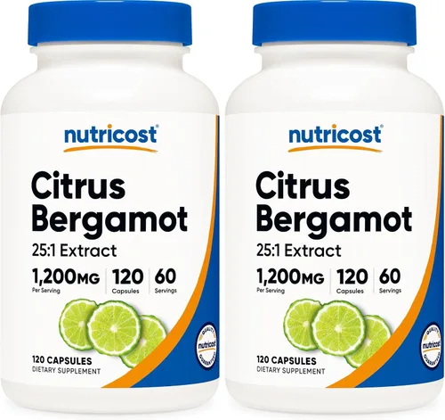 Miniatura 9 de Nutricost Cápsulas de bergamota cítrica de 1,200 mg, 120 cápsulas - Extracto de bergamota 25:1 - 60 porciones, sin gluten, vegano y sin OMG