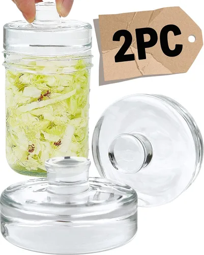 Pesos de fermentación de vidrio, paquete de 2, 7.1 onzas de vidrio transparente pesado con fácil agarre, pesos de pepinillo suaves y no porosos para