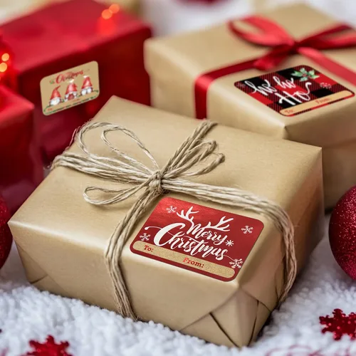 Miniatura 3 de party funny 80 etiquetas adhesivas de papel de estraza de papel de aluminio, 8 diseños gigantes, etiquetas de nombre de Navidad para escribir