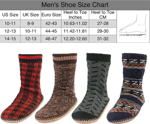 Miniatura 6 de Cozylook Calcetines tipo pantufla para hombre, con forro polar, suela antideslizante, para invierno, suaves, gruesas, acogedoras, cálidas, peludas
