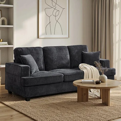 Miniatura 11 de Korser Sofás seccionales en forma de U para sala de estar, sofá moderno de tela de felpilla de 101 pulgadas con diván doble, sofá de 4 asientos