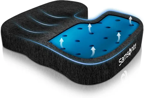Miniatura 12 de Samsonite Cojín de asiento de espuma viscoelástica, cojín ergonómico para silla de oficina, almohadilla de presión de coxis, soporte de coxis