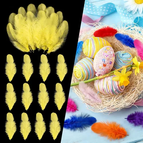 Miniatura 17 de THARAHT Plumas coloridas de gallo artesanal, 300 plumas de colores de 3 a 5 pulgadas, a granel para jardín de infantes, manualidades, boda, hogar