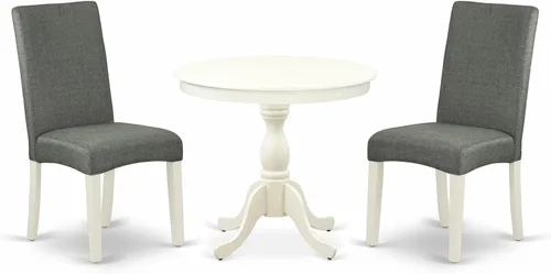 Miniatura 12 de East West Furniture AMDR3-OAK-16 - Juego de mesa de comedor de 3 piezas contiene una mesa de cocina redonda con pedestal y 2 sillas de comedor