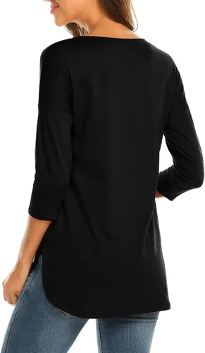 Miniatura 2 de Sherosa Camiseta casual de manga 34 con cuello redondo para mujer