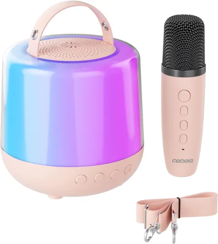 Máquina de karaoke para niños, altavoz Bluetooth portátil con micrófono inalámbrico y luces LED, efectos de voz mágicos, para niñas, fiesta en casa