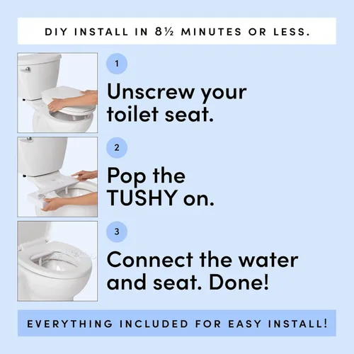 Miniatura 8 de TUSHY Bidé de agua fresca y fría: accesorio para asiento de inodoro ultra delgado (boquilla higiénica autolimpiante no eléctrica) Fácil instalación