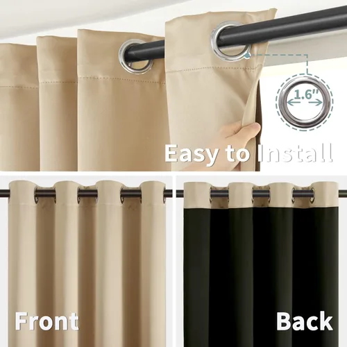 Miniatura 6 de BGment - Cortinas con aislamiento térmico para habitación, 100 % opacas, con forro negro, cortina de doble capa con ojales, reduce el ruido