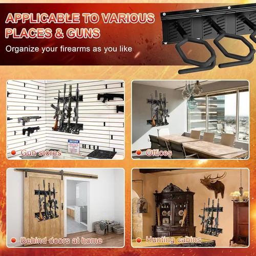 Miniatura 6 de JBBTOOL Soporte para armas de interior – Soporte de pared de acero resistente mejorado, pantalla ajustable y soporte seguro para escopetas y rifles