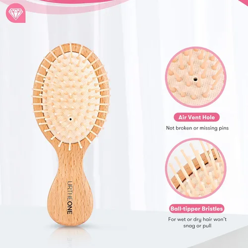Miniatura 3 de Mini cepillo de pelo, cepillo desenredante para cabello grueso, rizado, fino, largo, corto, húmedo o seco, cepillo de viaje pequeño de bolsillo