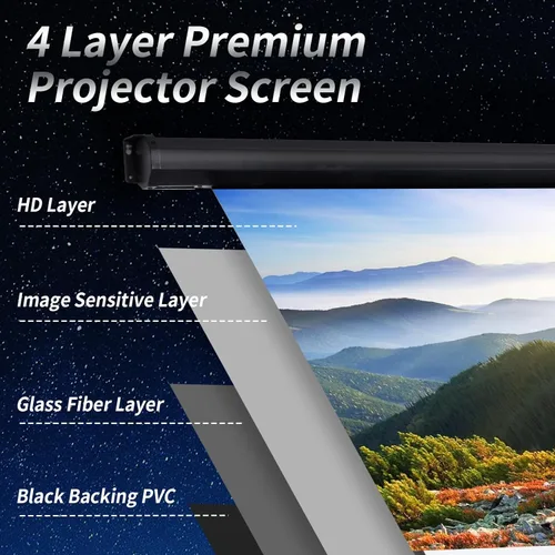 Miniatura 6 de Pantalla de Proyector Motorizada de 84 Pulgadas 16:9 HD, Pantalla de Proyector Eléctrica Desenrollable con Control Remoto, Pantallas de Proyector