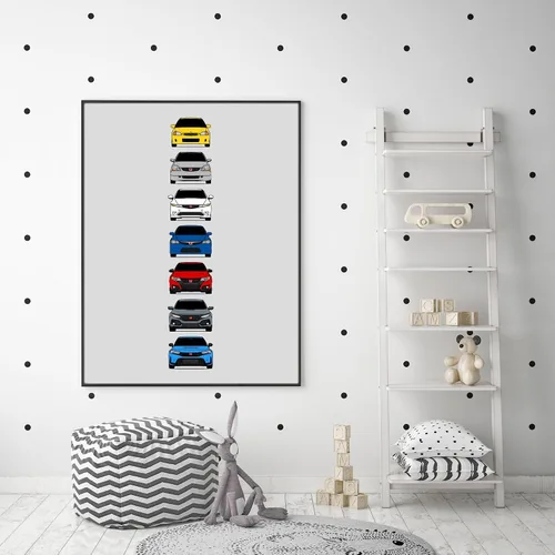 Miniatura 5 de Custom Car Posters Póster hecho a mano compatible con Honda Civic Type-R Generations e impresión de Civic Type R
