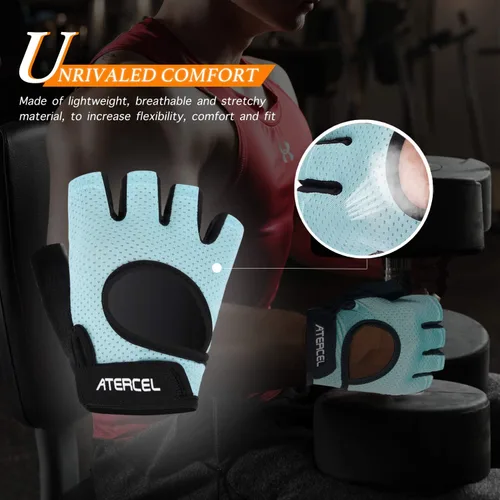 Miniatura 2 de ATERCEL Guantes de levantamiento de pesas, protección completa de la palma de la mano, guantes de entrenamiento para gimnasio, ciclismo, ejercicio