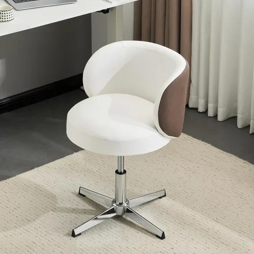 Miniatura 14 de VINGLI Bonita silla de escritorio giratoria pequeña y cómoda con ruedas, soporte lumbar ergonómico de respaldo bajo para tocador/técnico de uñas