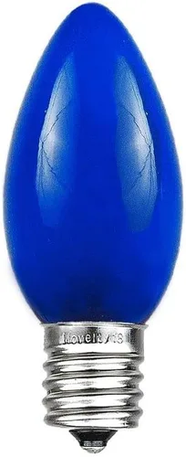 Miniatura 4 de Novelty Lights Paquete de 25 bombillas de repuesto de cerámica C9 para exteriores, azul, base intermedia E17/C9, 7 W