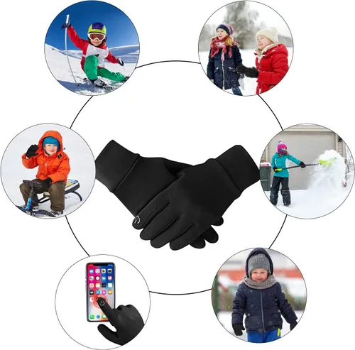 Miniatura 6 de Guantes de invierno para niños, con revestimiento impermeable y cálido, forro polar grueso, antideslizante, para niños y niñas de 3 a 15 años