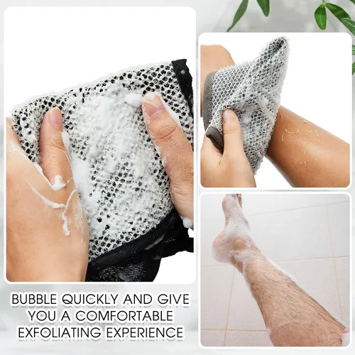 Miniatura 3 de Juexica 8 paños exfoliantes para hombre, paño rústico de doble cara de baño de 9.8 x 9.8 pulgadas, toalla de ducha exfoliante para cuerpo y cara